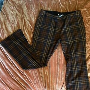 American Eagle Outfitters Dark Brown Plaid Flare Pants